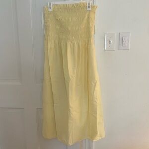 Yellow Strapless Midi Dress